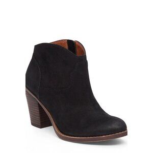 LUCKY BRAND Eller Black Suede Side-Zip Bootie Women's Size 8.5